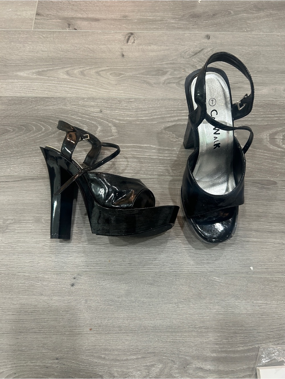 Black Patent Platform High-Heel Sandals